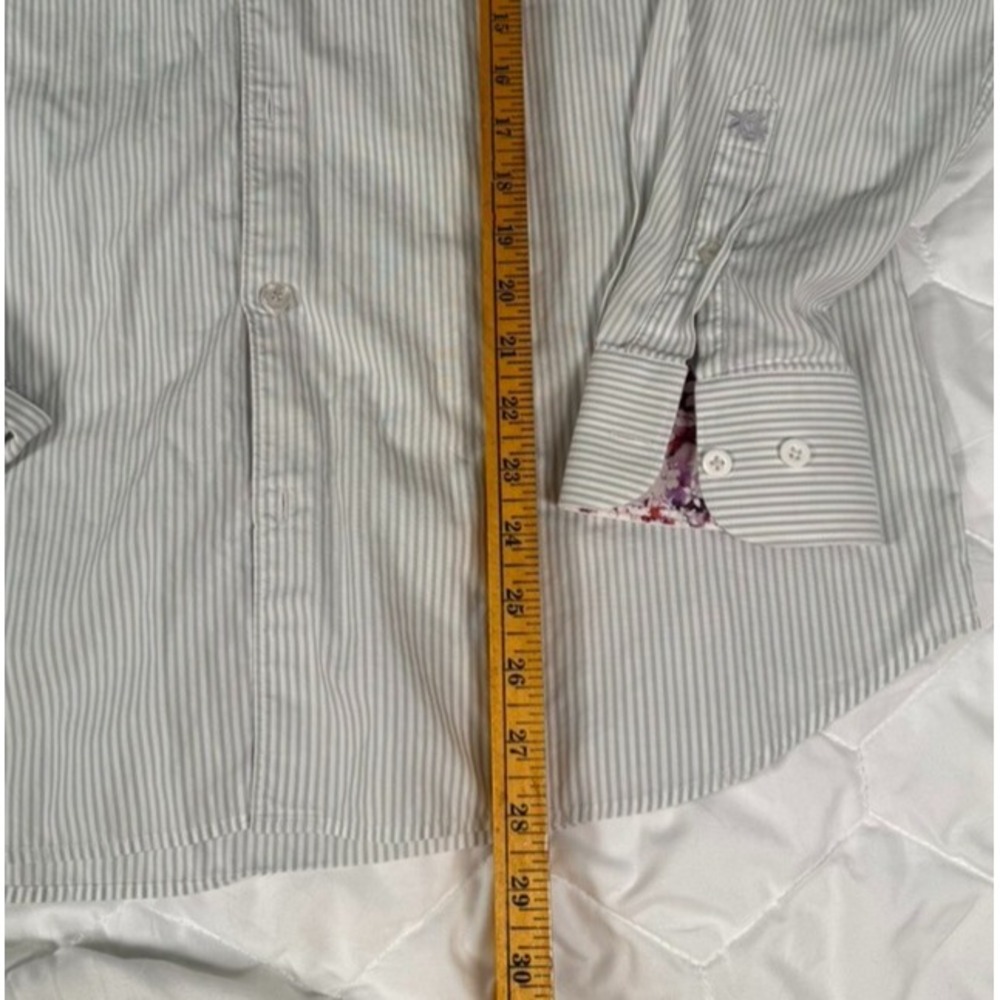 Stone Rose Mens Shirt 4/Large Striped Flower Flip Cuff Button Up Long Sleeve - Picture 5 of 10